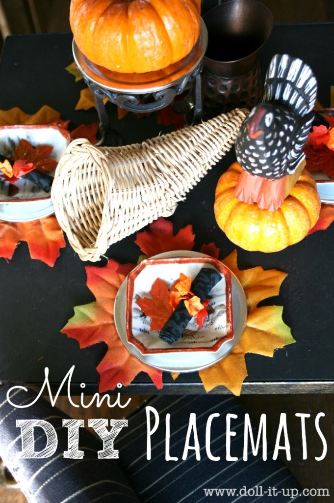 Make mini placemats with your kids to set their doll table for Thanksgiving!